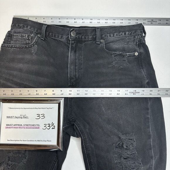 American Eagle Jeans Womens 14 Short Mom High Rise Faded Black Denim Distressed - Picture 7 of 13